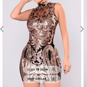 Attention Sequin Dress - Black/Rose Gold